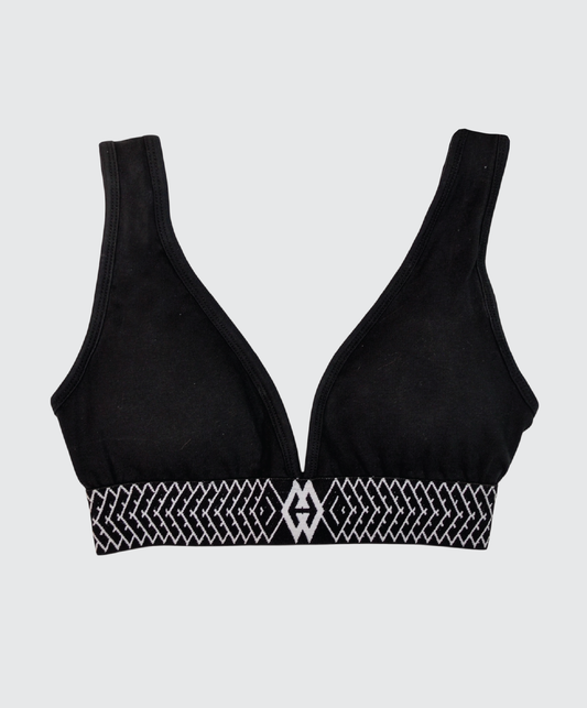 Classic black top piece with a sleek, minimalist design, featuring the Corbin logo wrapped around the bottom band just under the bust for a bold, branded statement.